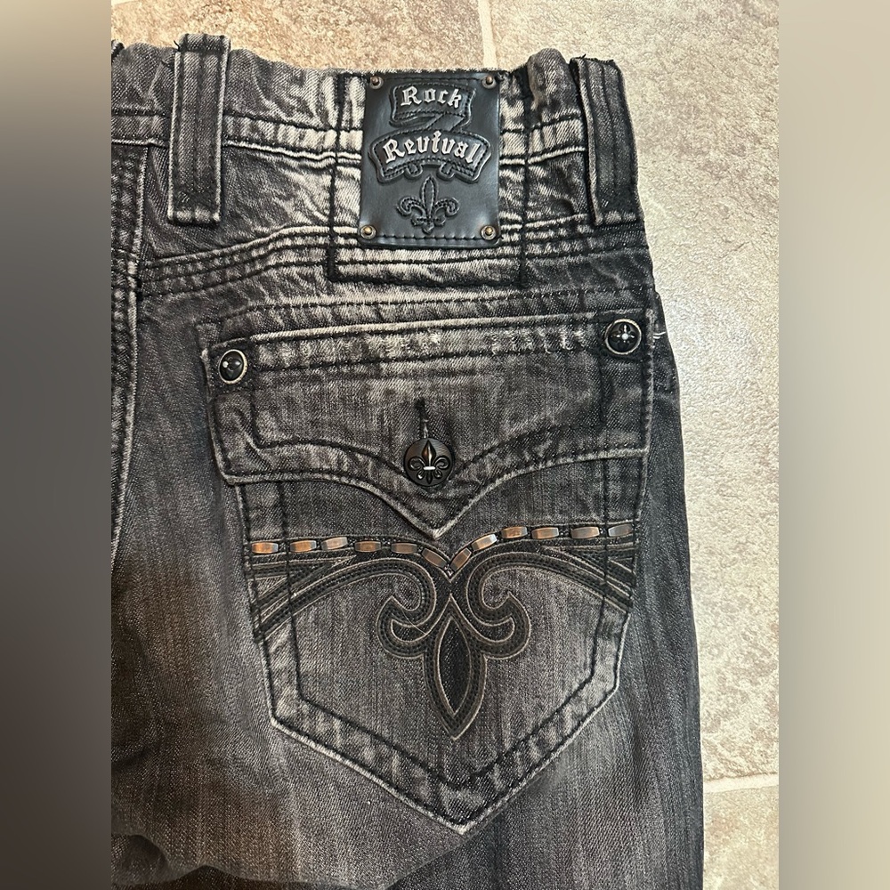 Rock Revival Black and Gray Jeans for Men